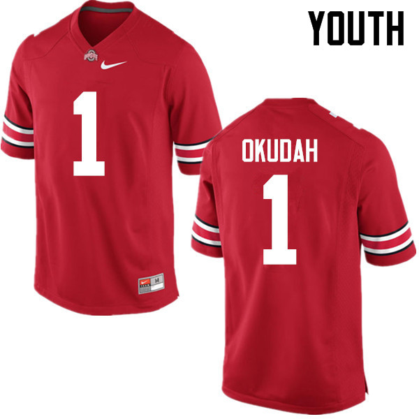 Ohio State Buckeyes Jeffrey Okudah Youth #1 Red Game Stitched College Football Jersey